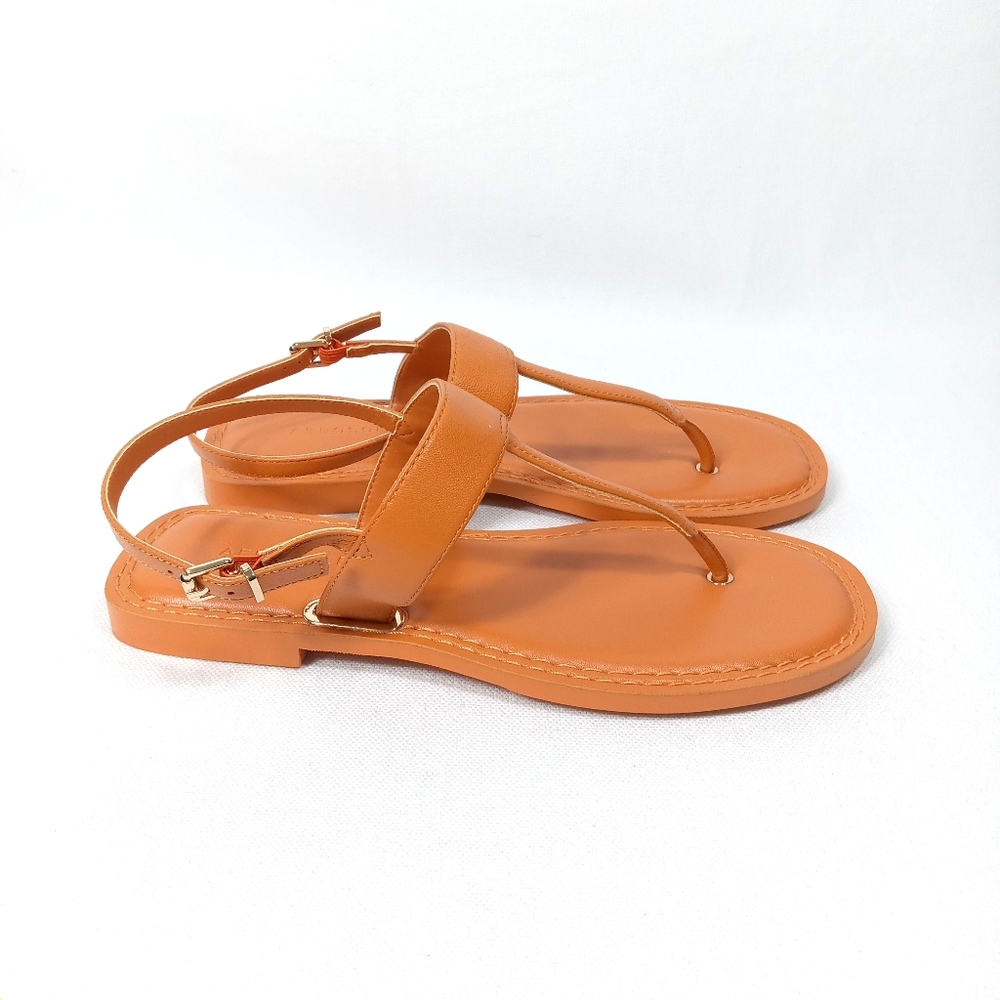 AEROSOLES Cherry Sandals Thongs In Orange Leather Size 8.5